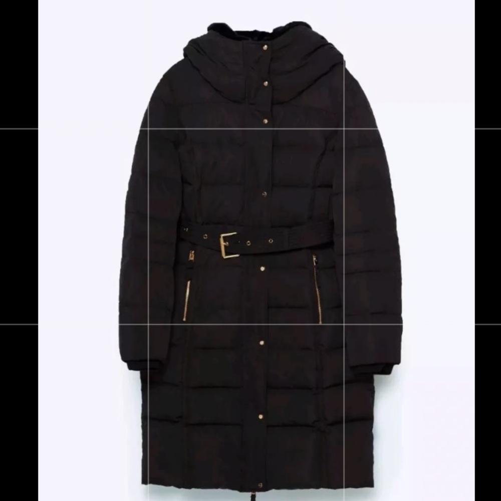 🌟Zara Woman’s Long Puffer Belt Dark Navy Blue🌟